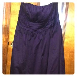 Strapless Sateen Ruched Dress